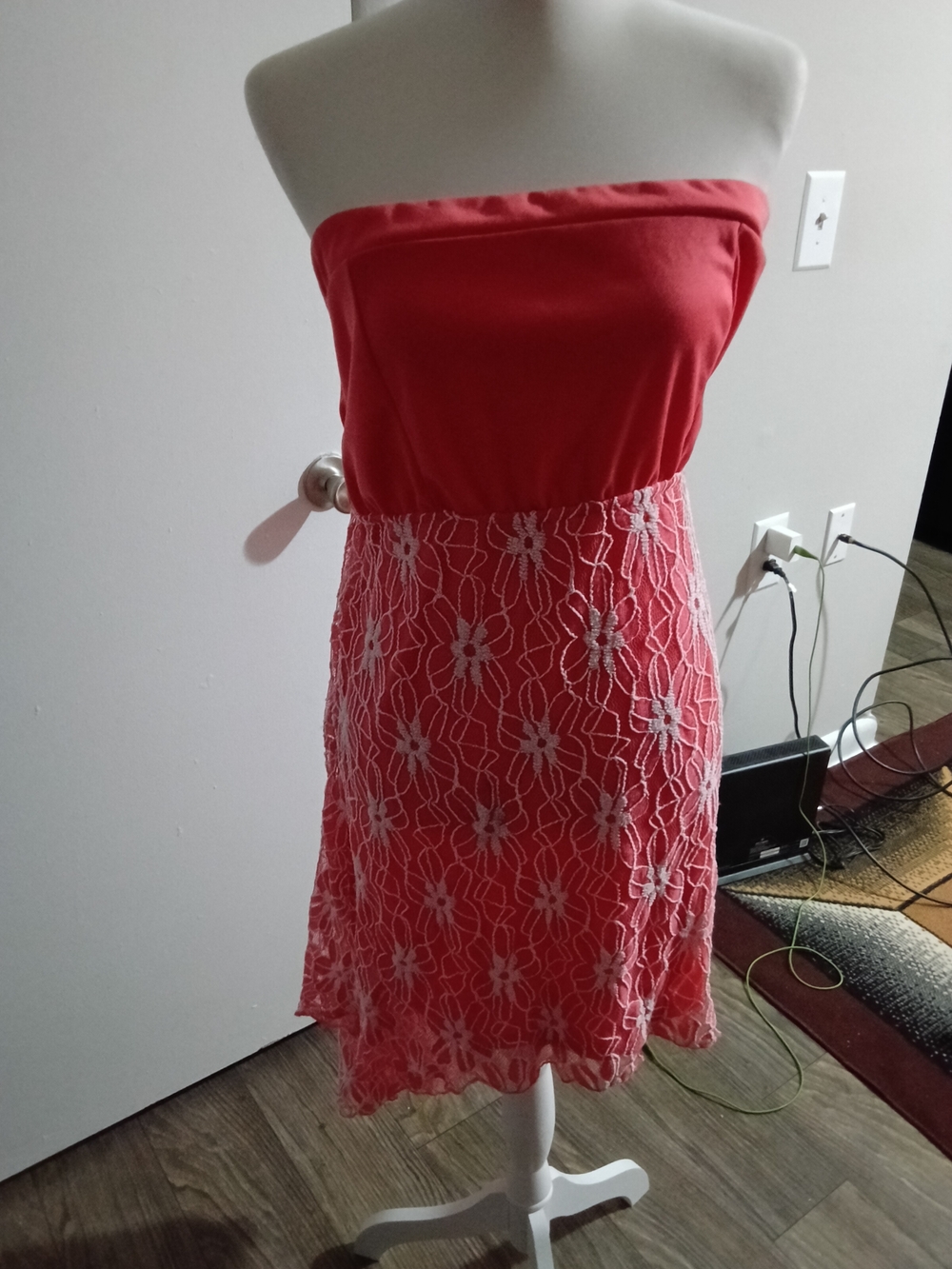 Rue21 Strapless Coral-Pink Lace Dress